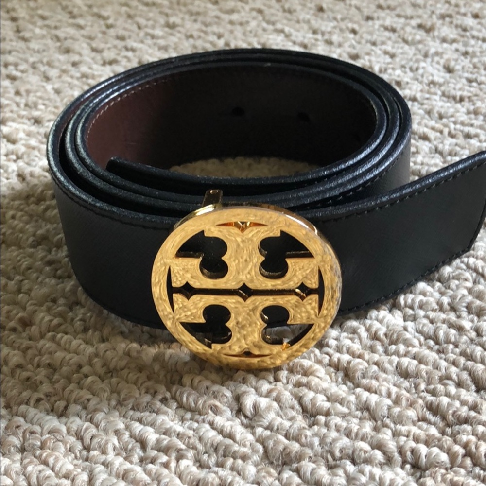 Tory Burch Black Belt with Gold Buckle
